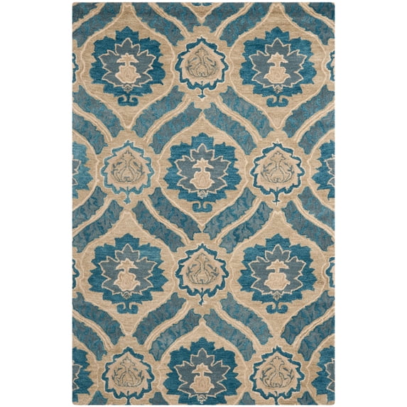 SAFAVIEH Wyndham Evan Damask Floral Area Rug, Blue/Grey, 6' x 9'