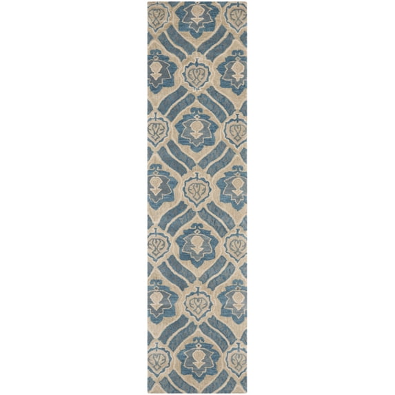 SAFAVIEH Wyndham Evan Damask Floral Runner Rug, Blue/Grey, 2'3" x 11'