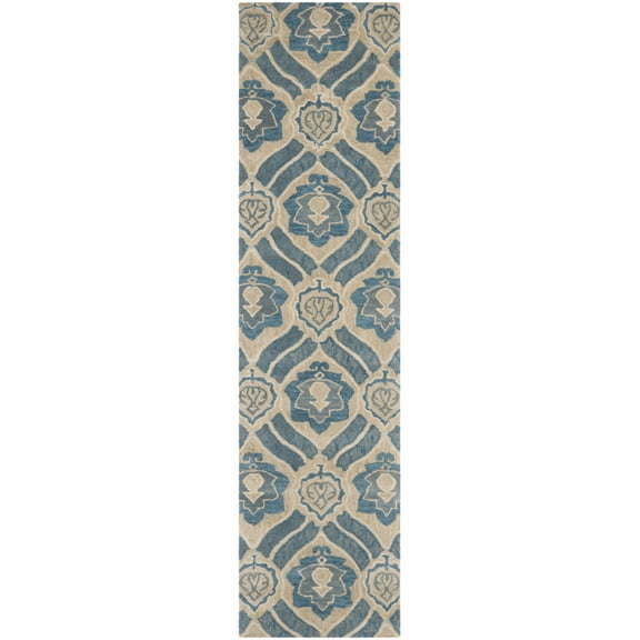 SAFAVIEH Wyndham Evan Damask Floral Runner Rug, Blue/Grey, 2'3" x 7'
