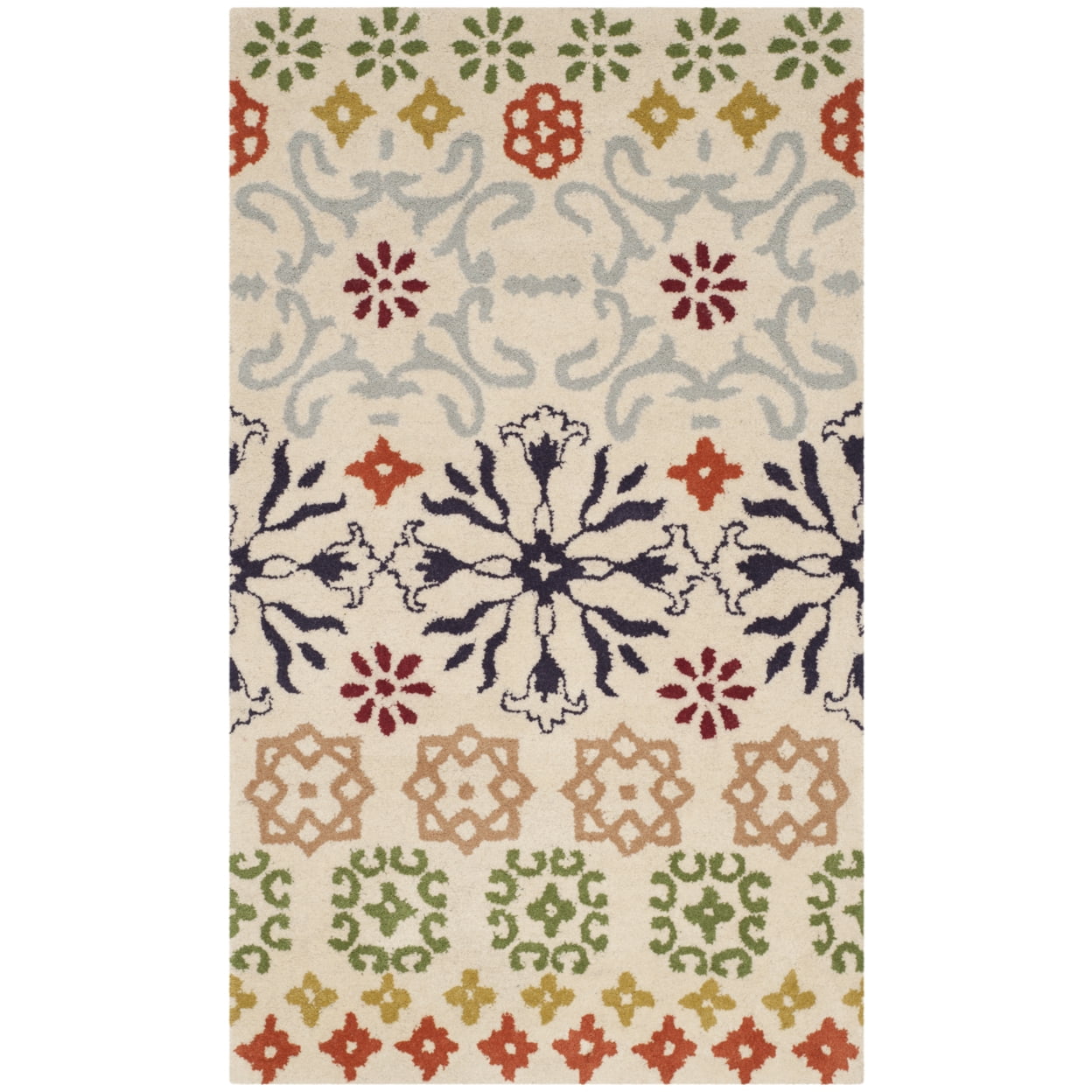 Ivory Floral Hand-Tufted Wool Area Rug 2' x 3'