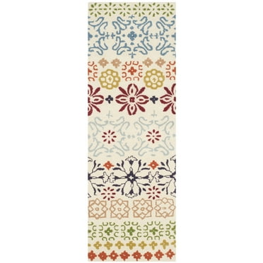 SAFAVIEH Wyndham Fionntan Abstract Floral Wool Runner Rug, Ivory/Multi, 2'3" x 7'