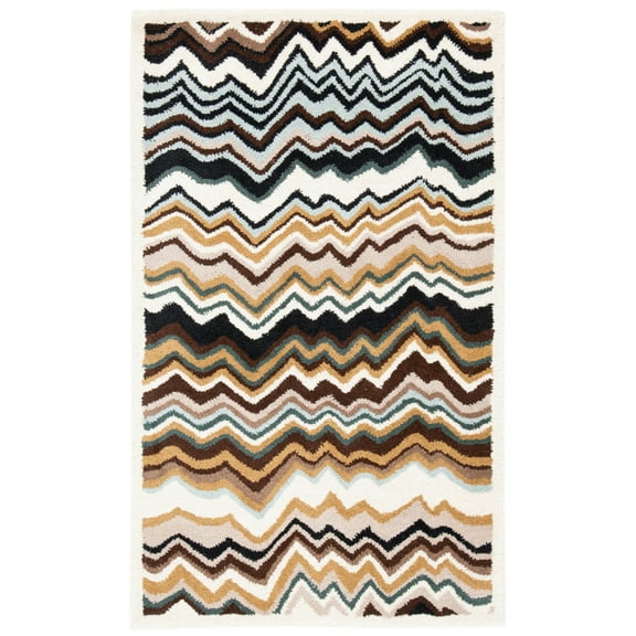 SAFAVIEH Wyndham Joanna Chevron Wool Area Rug, Brown/Multi, 3' x 5'