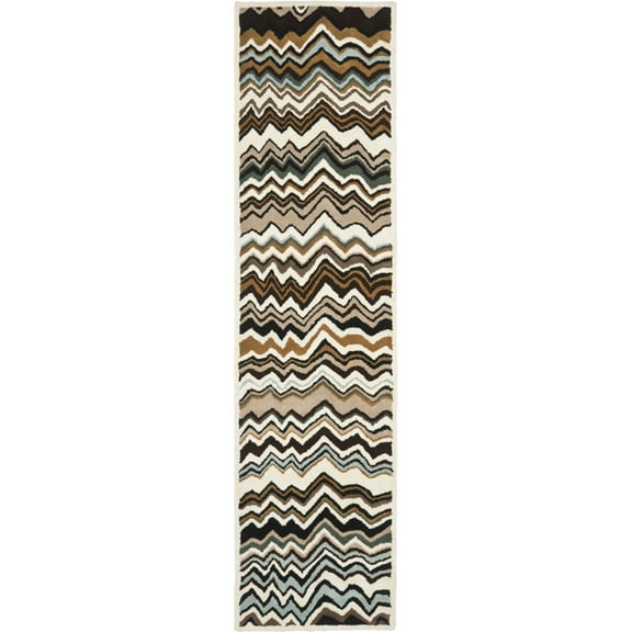 SAFAVIEH Wyndham Joanna Chevron Wool Runner Rug, Brown/Multi, 2'3" x 9'