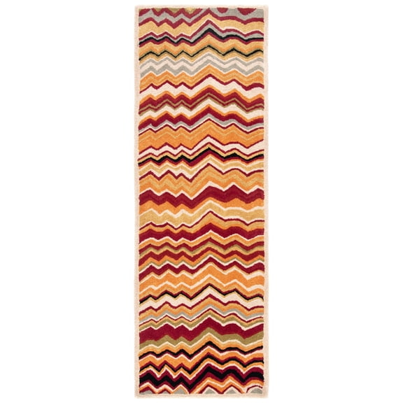 SAFAVIEH Wyndham Joanna Chevron Wool Runner Rug, Red/Multi, 2'3" x 7'