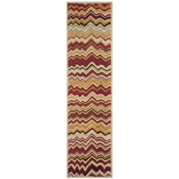 SAFAVIEH Wyndham Joanna Chevron Wool Runner Rug, Red/Multi, 2'3" x 9'
