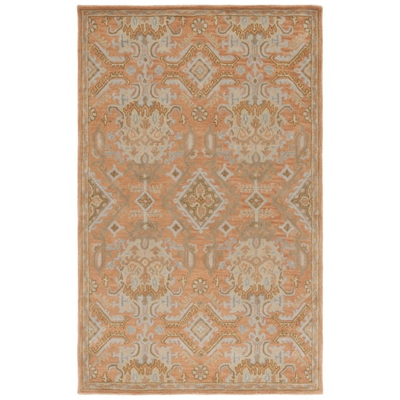 SAFAVIEH Wyndham Jocelyne Bordered Wool Area Rug, Terracotta, 5' x 8'