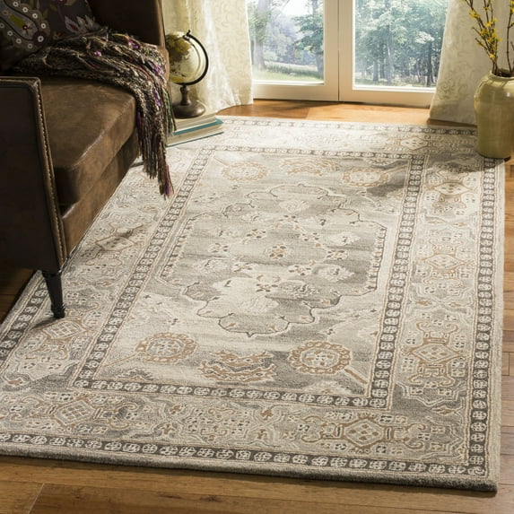 SAFAVIEH Wyndham Keighley Geometric Wool Area Rug, Light Grey, 8' x 10'