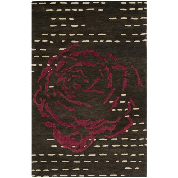 SAFAVIEH Wyndham Kirsteen Floral Area Rug, Charcoal/Red, 2'6" x 4'