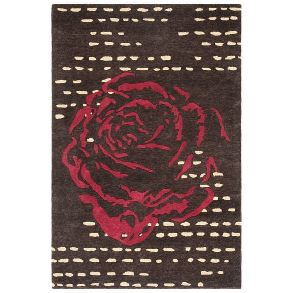 SAFAVIEH Wyndham Kirsteen Floral Area Rug, Charcoal/Red, 4' x 6'
