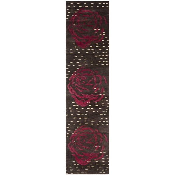 SAFAVIEH Wyndham Kirsteen Floral Runner Rug, Charcoal/Red, 2'3" x 9'