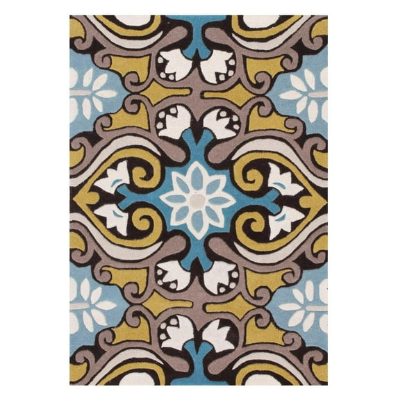 SAFAVIEH Wyndham Kristen Abstract Floral Wool Area Rug, Blue/Multi, 4' x 6'