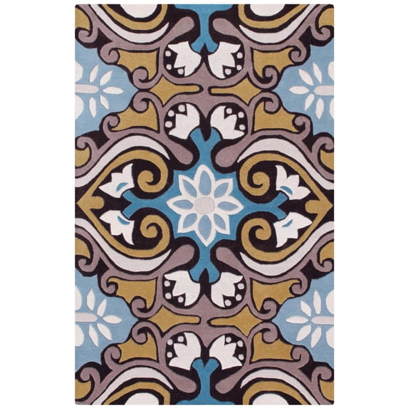 SAFAVIEH Wyndham Kristen Abstract Floral Wool Area Rug, Blue/Multi, 6' x 9'