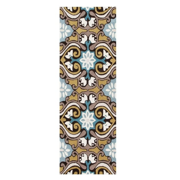 SAFAVIEH Wyndham Kristen Abstract Floral Wool Runner Rug, Blue/Multi, 2'3" x 7'