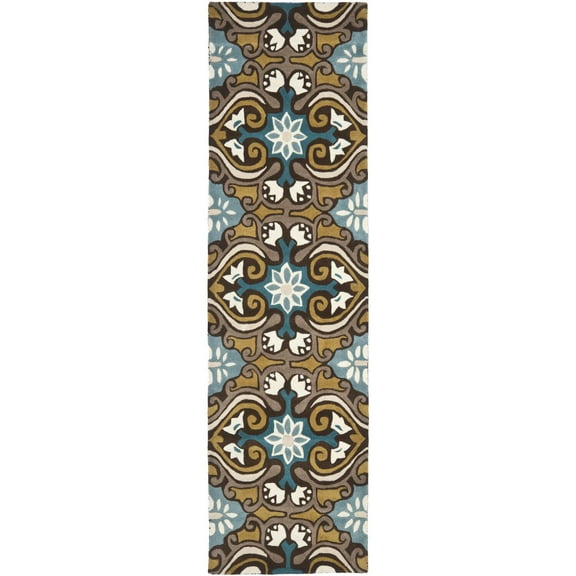 SAFAVIEH Wyndham Kristen Abstract Floral Wool Runner Rug, Blue/Multi, 2'3" x 9'