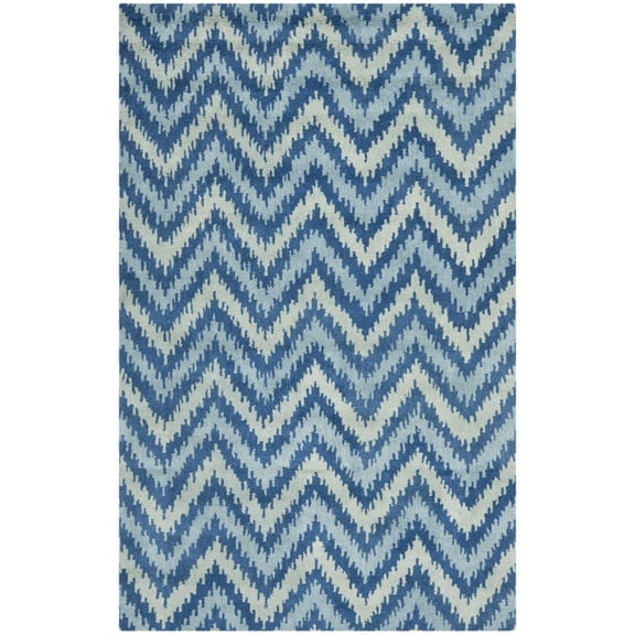 SAFAVIEH Wyndham Lennon Geometric Chevron Wool Area Rug, Blue/Multi, 4' x 6'