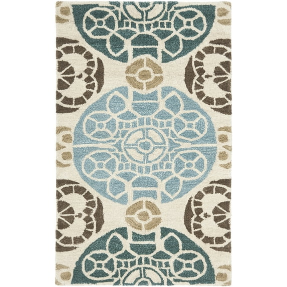 SAFAVIEH Wyndham Louise Medallion Area Rug, Beige/Blue, 2' x 3'
