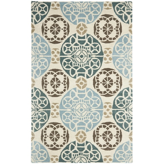 SAFAVIEH Wyndham Louise Medallion Area Rug, Beige/Blue, 5' x 8'