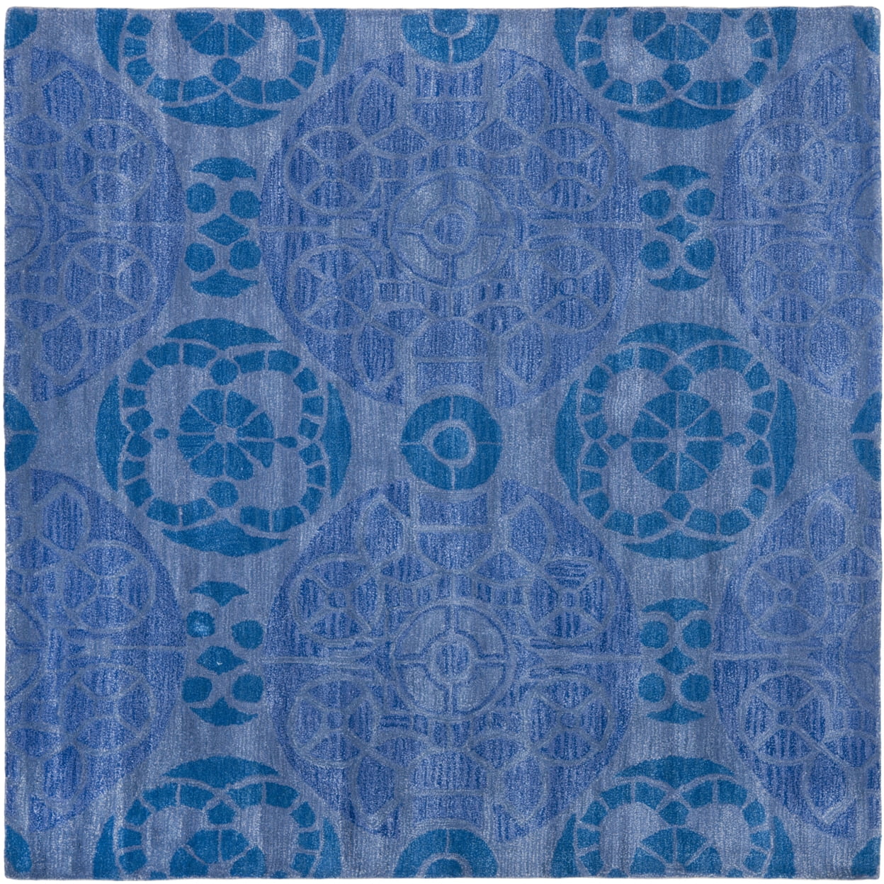 Wyndham Blue Hand-Tufted Wool Square Area Rug 5' x 5'