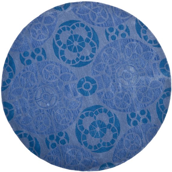 SAFAVIEH Wyndham Louise Medallion Wool Area Rug, Blue, 7' x 7' Round