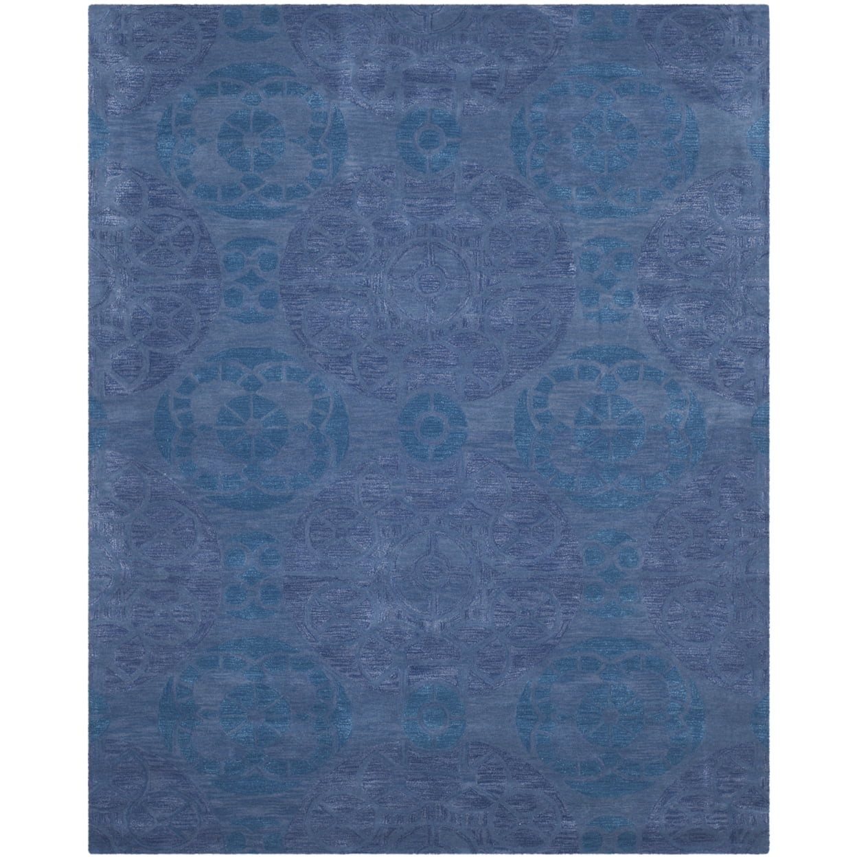 Blue Hand-Tufted Wool Medallion 8' x 10' Area Rug