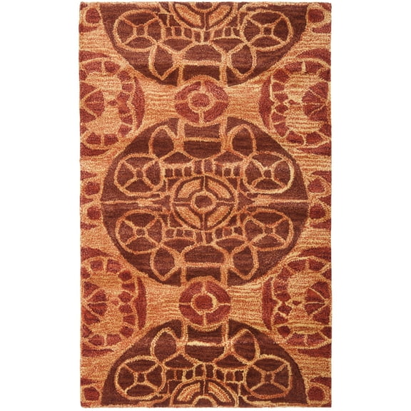 SAFAVIEH Wyndham Louise Medallion Wool Area Rug, Cinnamon, 2'6" x 4'