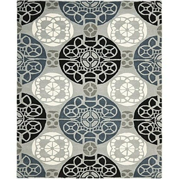SAFAVIEH Wyndham Louise Medallion Wool Area Rug, Grey/Black, 11' x 15'