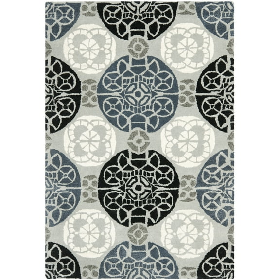 SAFAVIEH Wyndham Louise Medallion Wool Area Rug, Grey/Black, 2' x 3'