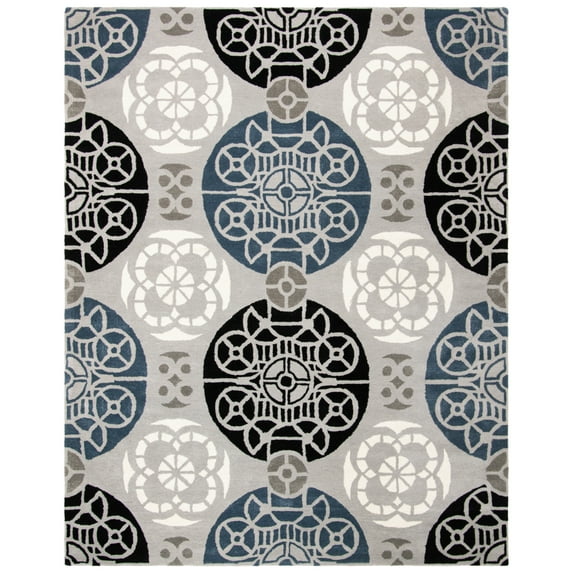 SAFAVIEH Wyndham Louise Medallion Wool Area Rug, Grey/Black, 6' x 9'