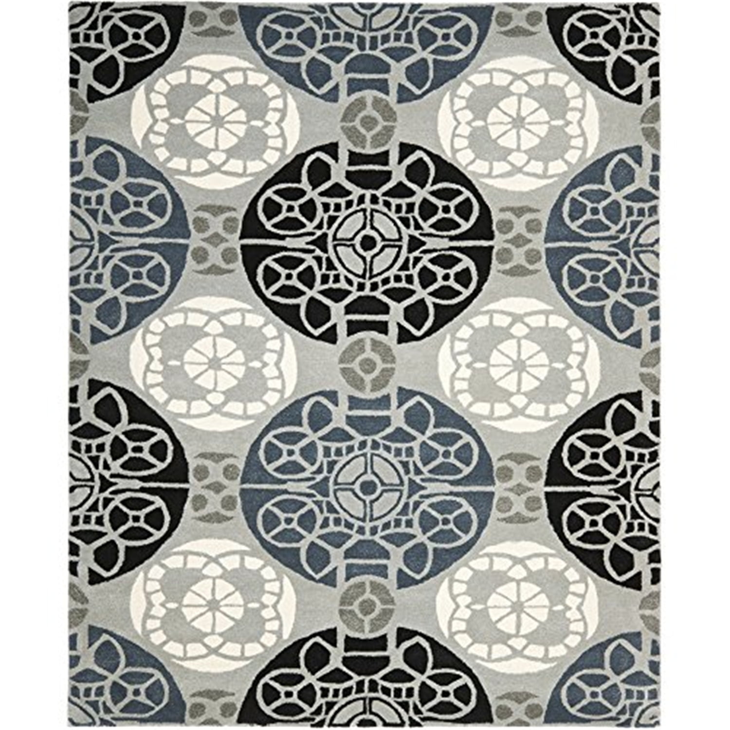 Gray and Black Hand-Tufted Wool Area Rug
