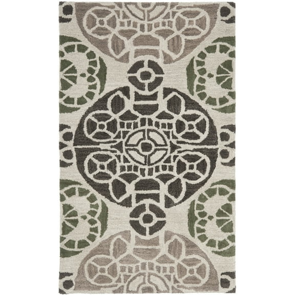 SAFAVIEH Wyndham Louise Medallion Wool Area Rug, Ivory/Brown, 2'6" x 4'