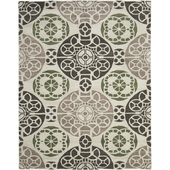 SAFAVIEH Wyndham Louise Medallion Wool Area Rug, Ivory/Brown, 8'9" x 12'