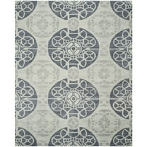 SAFAVIEH Wyndham Louise Medallion Wool Area Rug, Silver/Blue, 8'9" x 12'