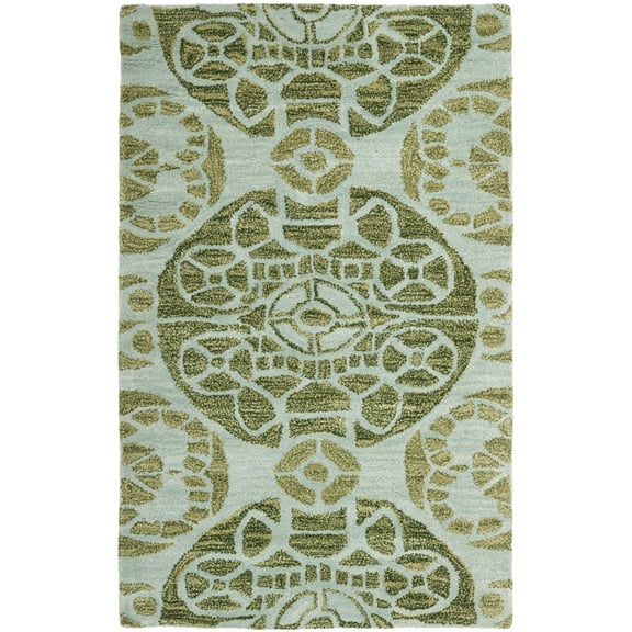 SAFAVIEH Wyndham Louise Medallion Wool Area Rug, Turquoise/Green, 2'6" x 4'