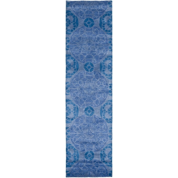 SAFAVIEH Wyndham Louise Medallion Wool Runner Rug, Blue, 2'3" x 9'