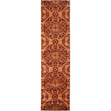 SAFAVIEH Wyndham Louise Medallion Wool Runner Rug, Cinnamon, 2'3" x 7'