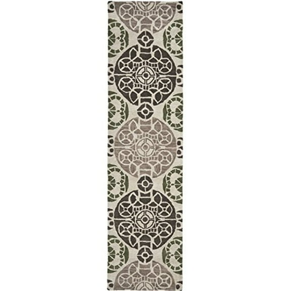 SAFAVIEH Wyndham Louise Medallion Wool Runner Rug, Ivory/Brown, 2'3" x 7'