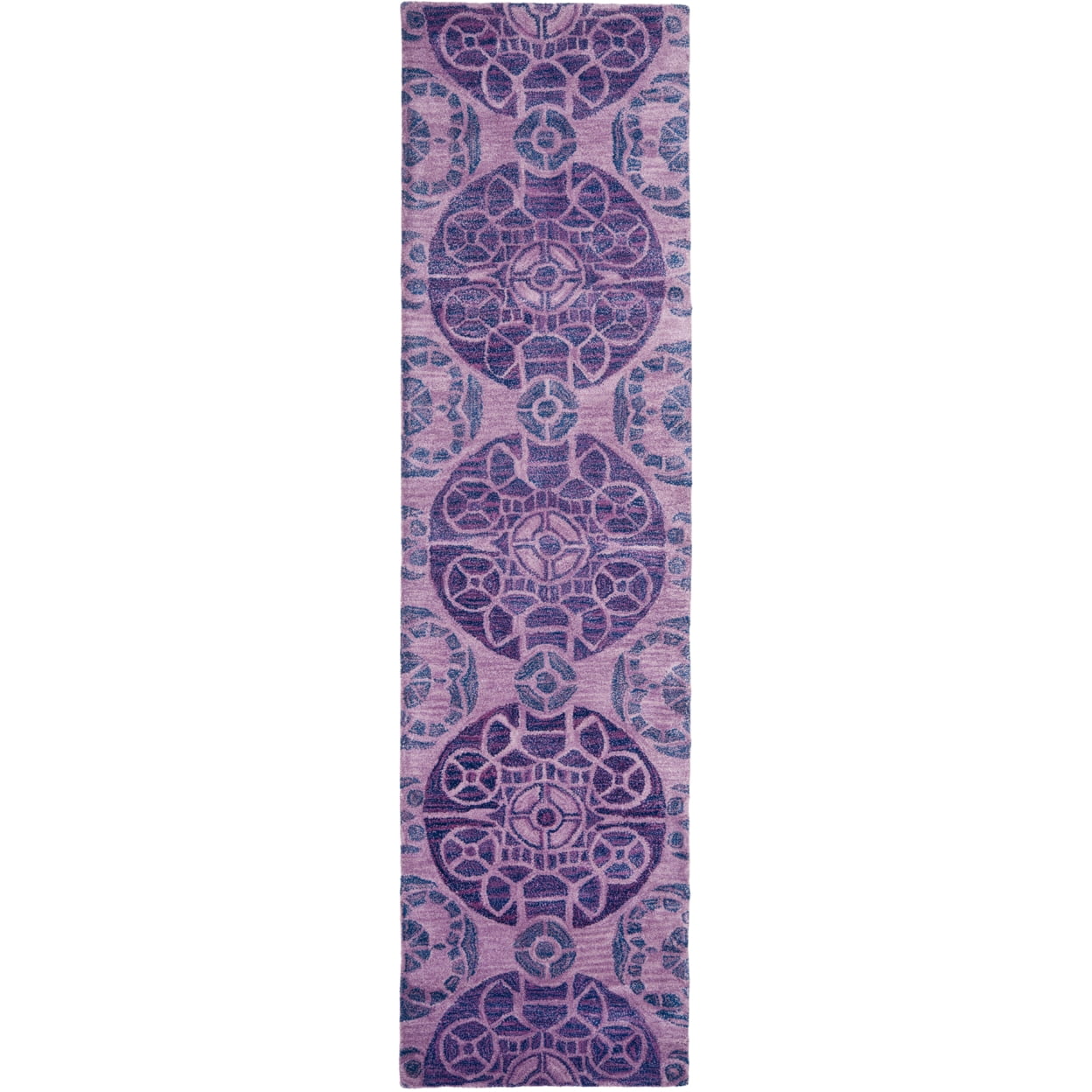 SAFAVIEH Wyndham Louise Medallion Wool Runner Rug, Purple, 2'3" x 7'