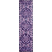 SAFAVIEH Wyndham Louise Medallion Wool Runner Rug, Purple, 2'3" x 7'
