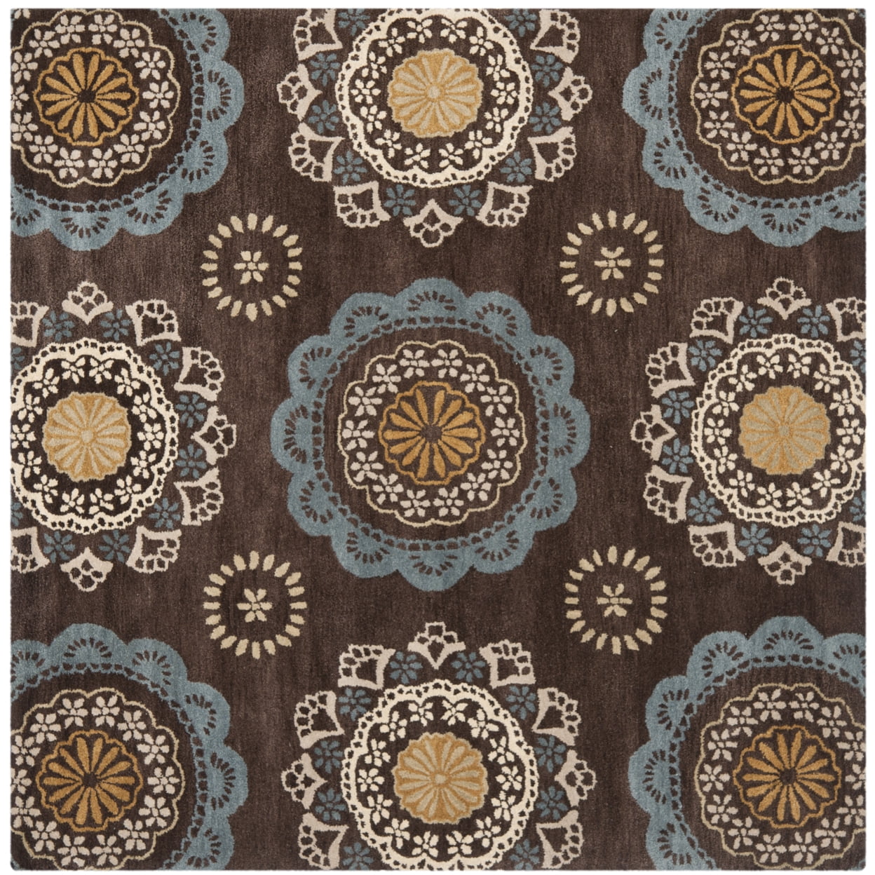 Hand-Tufted Eggplant Wool 7' Square Area Rug