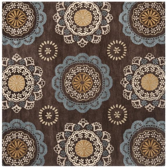 SAFAVIEH Wyndham Maitland Floral Area Rug, Eggplant/Multi, 7' x 7' Square