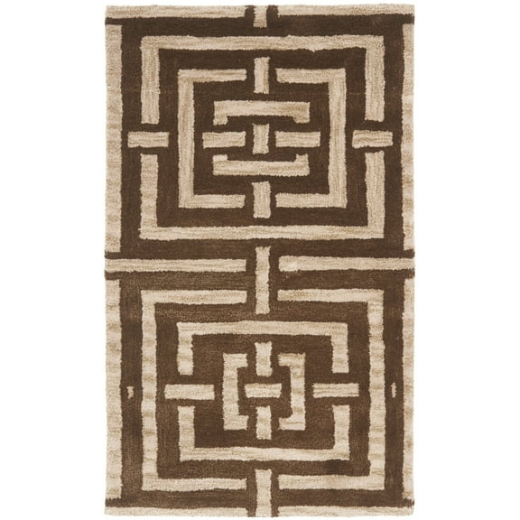 SAFAVIEH Wyndham Major Geometric Wool Area Rug, Brown, 2'6" x 4'