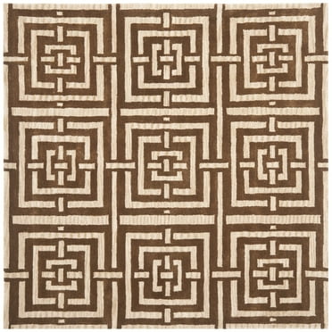 SAFAVIEH Wyndham Major Geometric Wool Area Rug, Brown, 7' x 7' Square