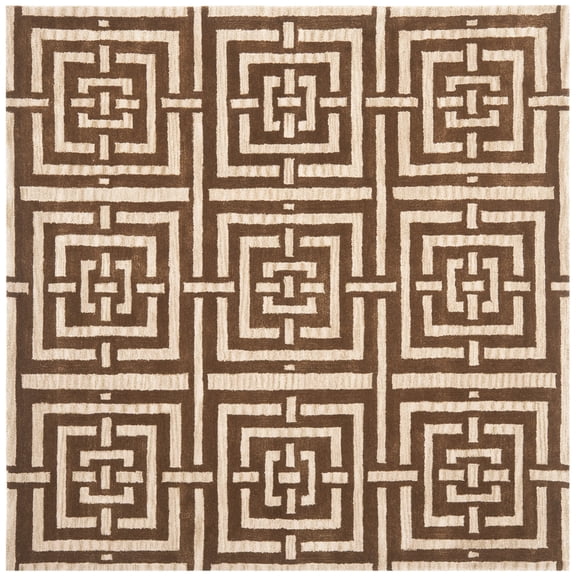 SAFAVIEH Wyndham Major Geometric Wool Area Rug, Brown, 7' x 7' Square