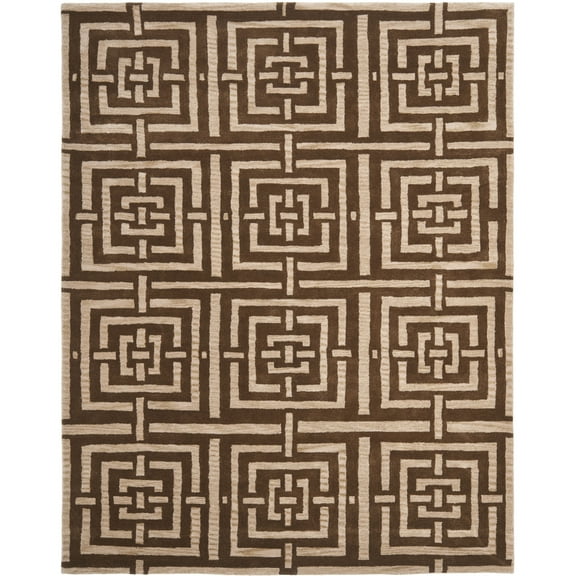 SAFAVIEH Wyndham Major Geometric Wool Area Rug, Brown, 8' x 10'