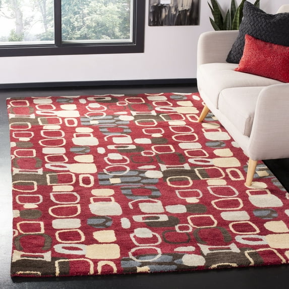 SAFAVIEH Wyndham Megan Geometric Area Rug, Red/Multi, 4' x 6'