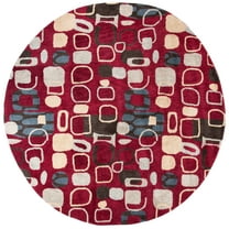 SAFAVIEH Wyndham Megan Geometric Area Rug, Red/Multi, 7' x 7' Round