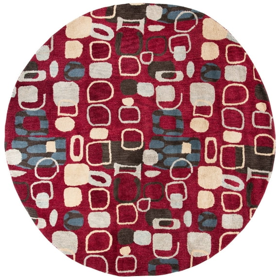 SAFAVIEH Wyndham Megan Geometric Area Rug, Red/Multi, 7' x 7' Round