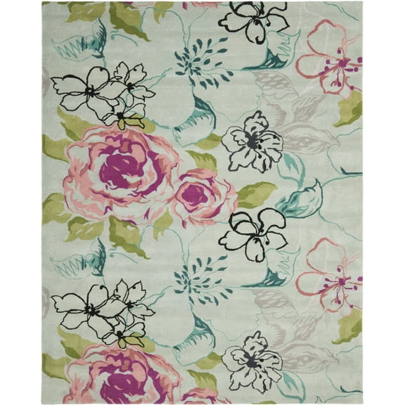 SAFAVIEH Wyndham Mira Floral Rose Wool Area Rug, Blue/Multi, 6' x 9'