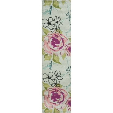 SAFAVIEH Wyndham Mira Floral Rose Wool Runner Rug, Blue/Multi, 2'3" x 7'