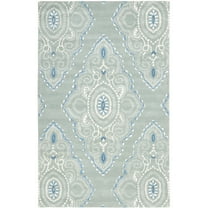 SAFAVIEH Wyndham Pompeii Damask Wool Area Rug, Blue/Ivory, 5' x 8'